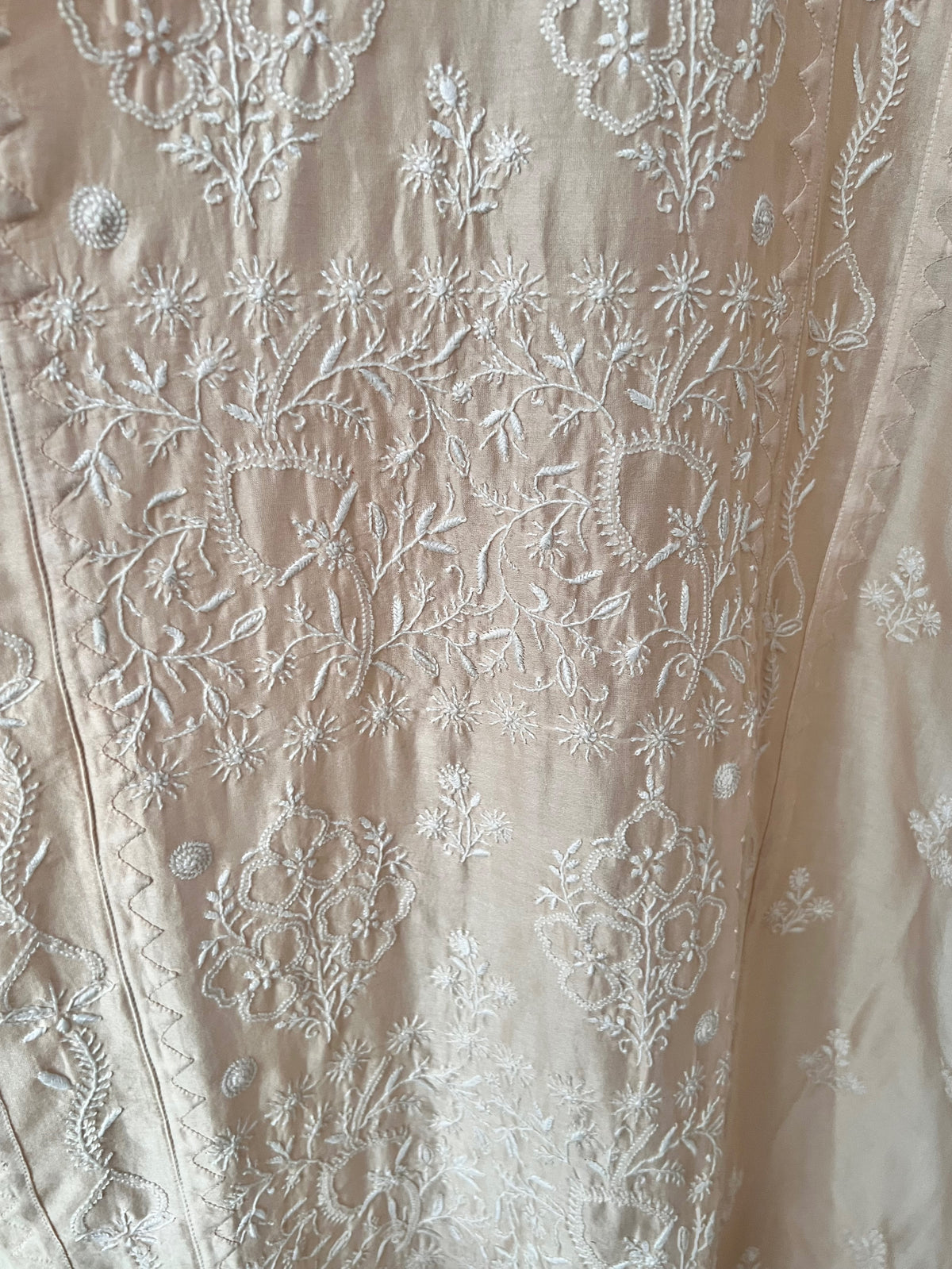 Soft Hazelnut Chanderi Kurta with Chikankari