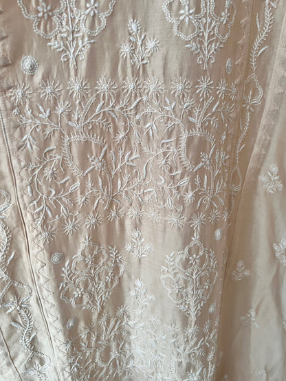 Soft Hazelnut Chanderi Kurta with Chikankari