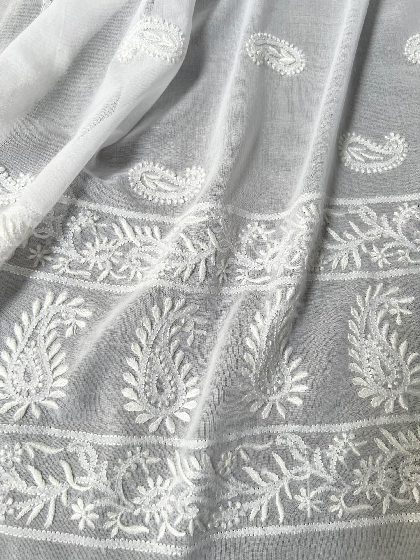 Soft Cotton Dupatta with Hand Embroidered Chikankari – Lightweight & Timeless