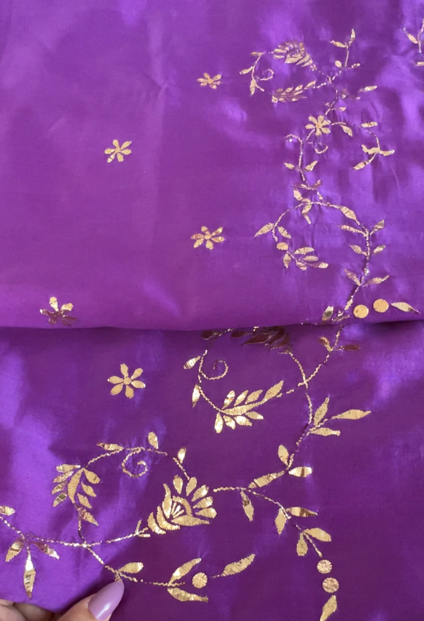 Purple Chanderi Kurta with Mukaish - Front Open design