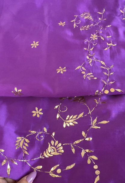 Purple Chanderi Kurta with Mukaish - Front Open design