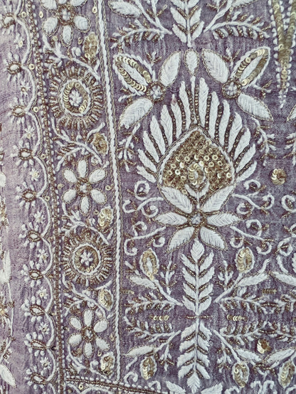 Pure Tussar Silk Chikankari with Embellishments | Eternal Craftsmanship