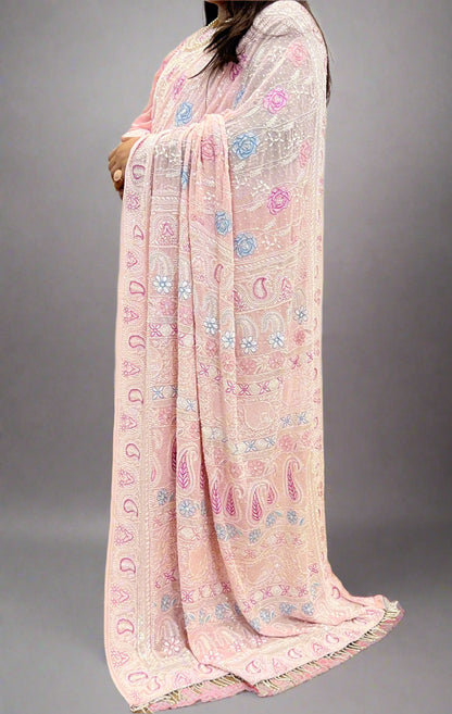 Pure Georgette Saree with Chikankari and Embellishments