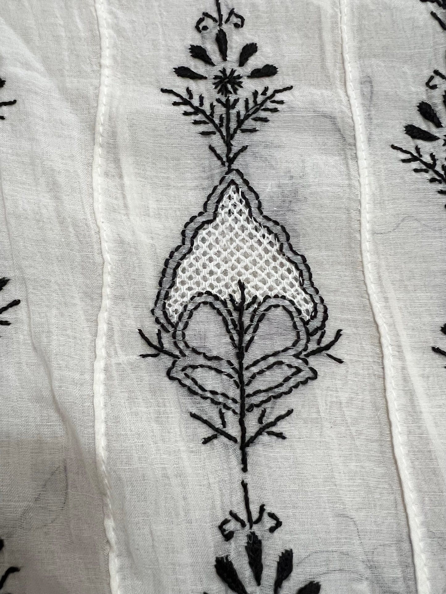 Black and White Mul Chanderi Anarkali