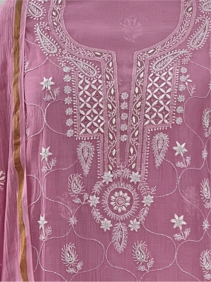 Close Up ShaSumz Rose Pink Mul Chanderi Suit 