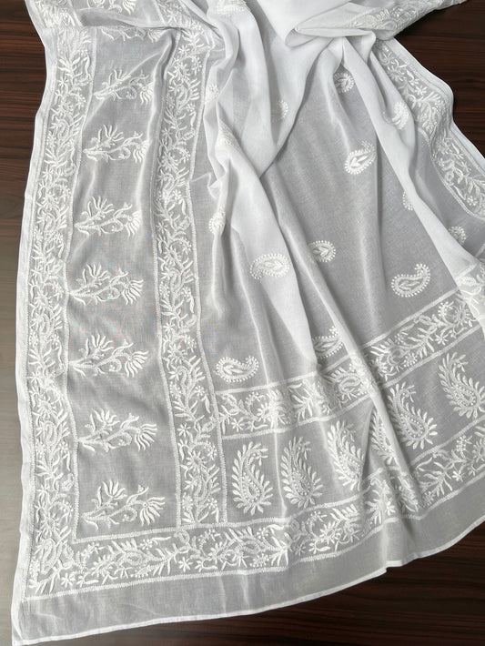 Soft Cotton Dupatta with Hand Embroidered Chikankari – Lightweight & Timeless