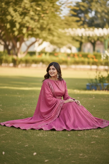 Tissue Chanderi Silk Lehanga with Mukaish