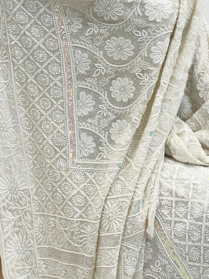 Lehenga Set with 2 Taar Chikankari and Embellishments