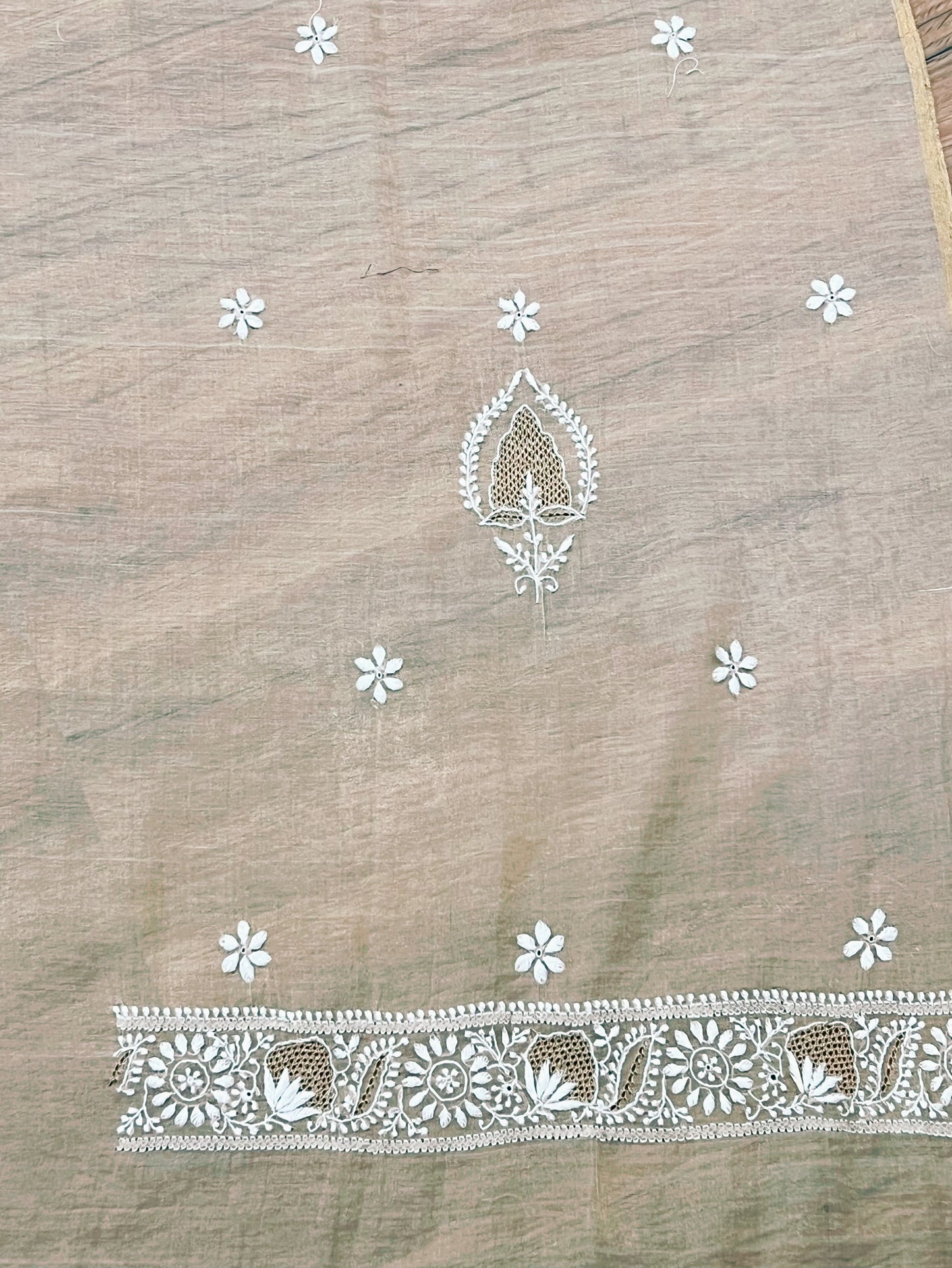 Pure Tissue Chanderi Silk Kurta with Chikankari & Kasab Haath Jaali