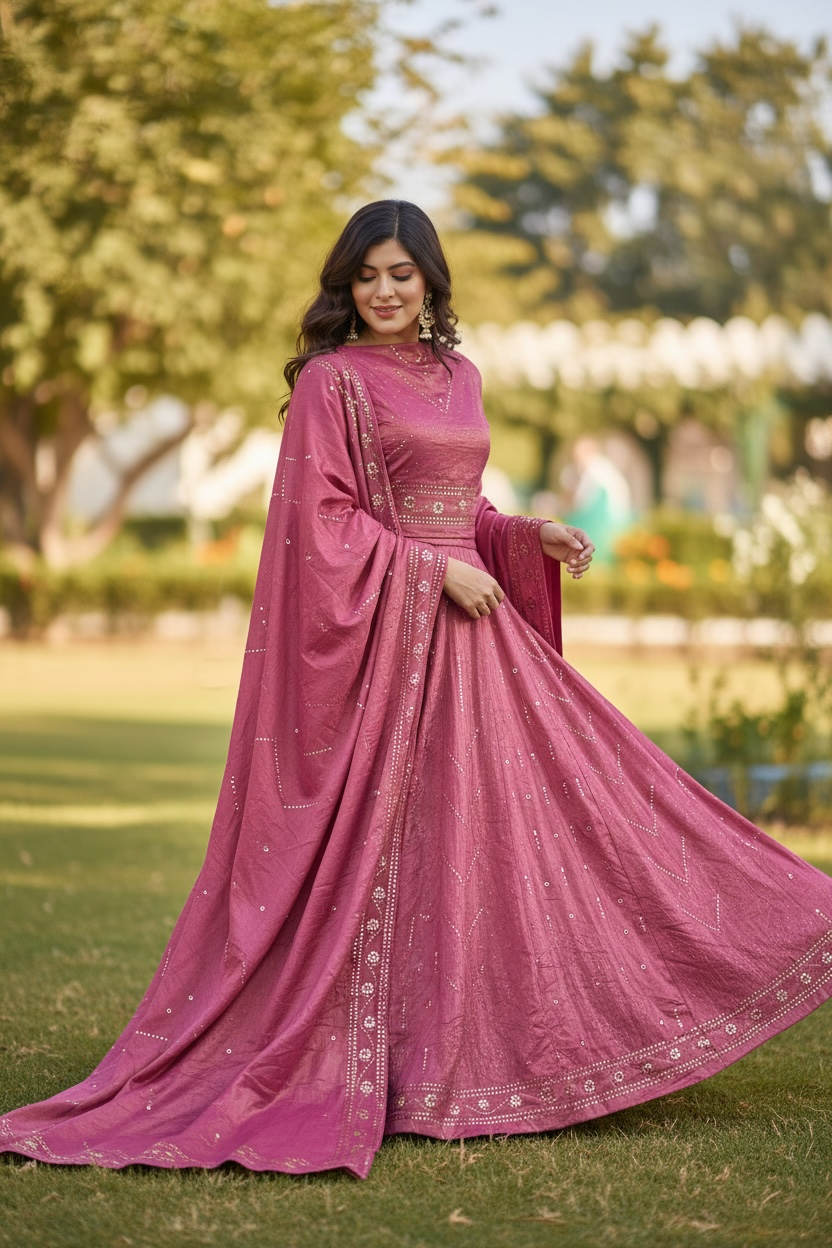 Tissue Chanderi Silk Lehanga with Mukaish