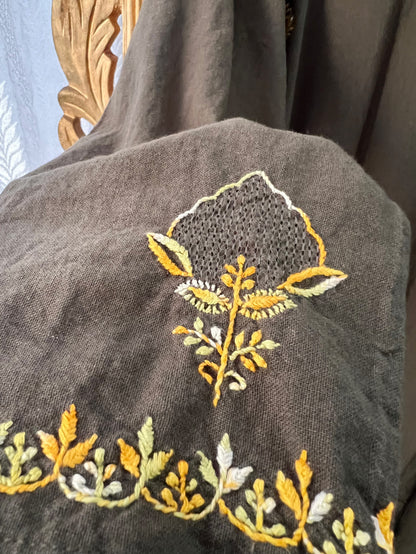 Olive Green Kurta Set with Multi Colour Chikankari & Haath Jaali