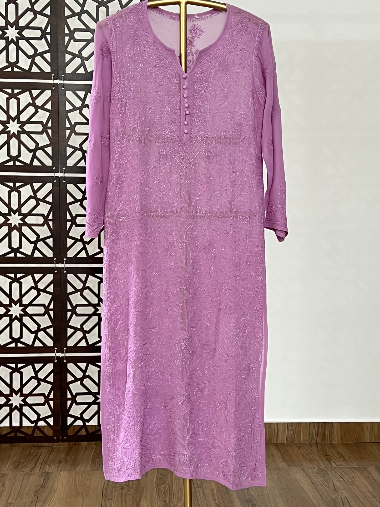 Mauve Chikankari Kurti