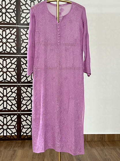 Mauve Chikankari Kurti