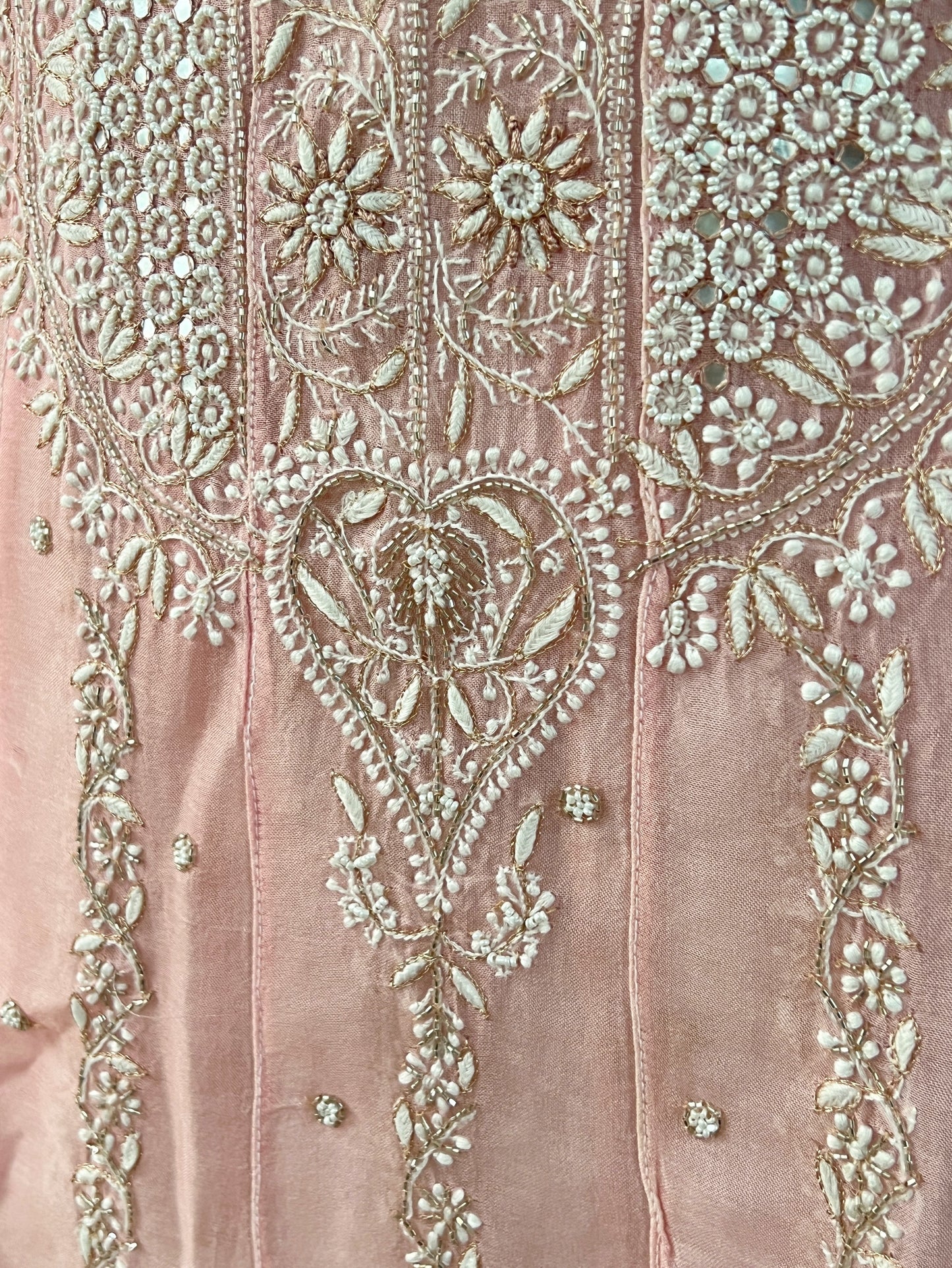 Pink Pure Organza Silk Anarkali – Hand-Embroidered Chikankari & Luxe Embellishments