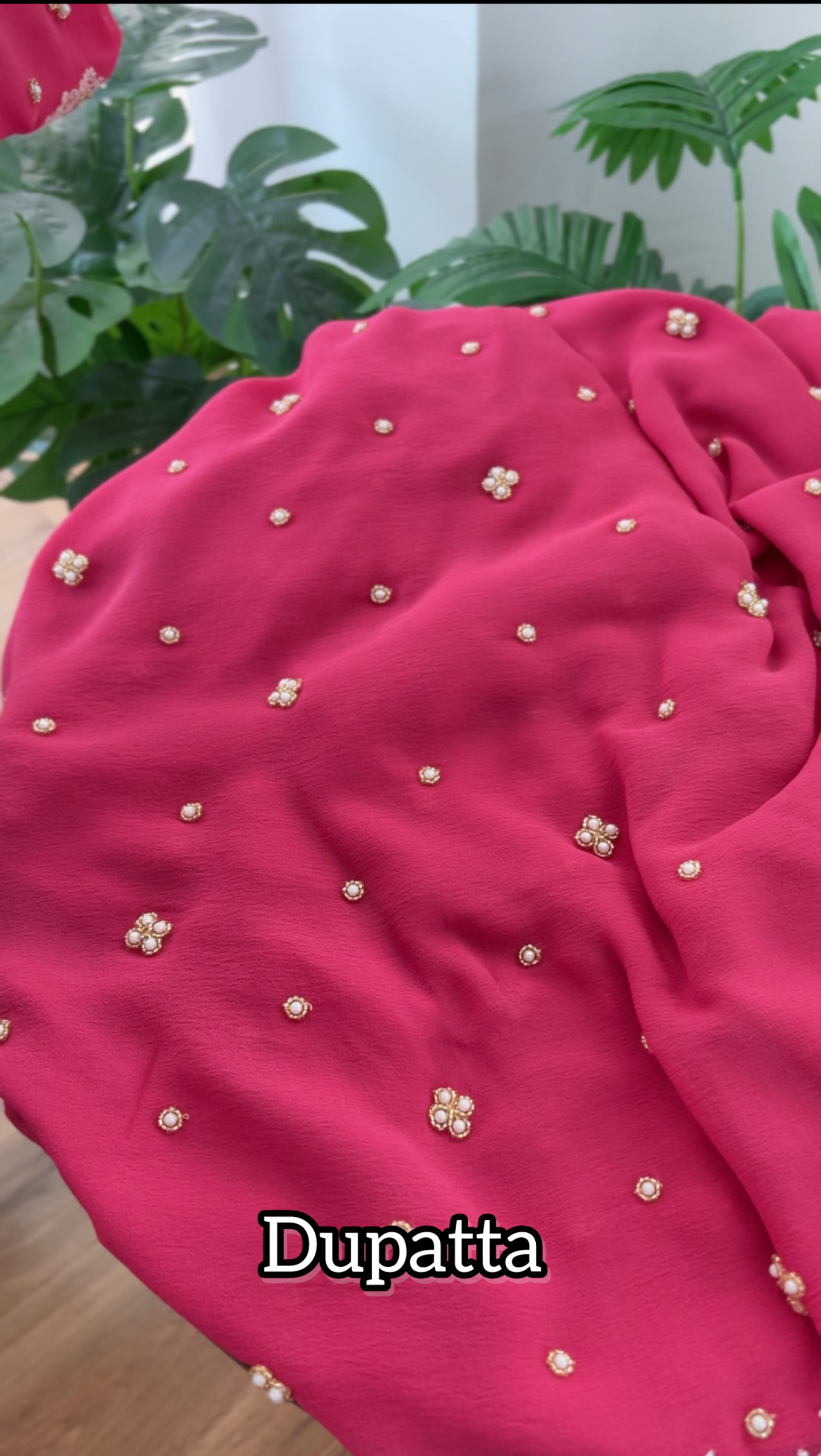 Soft Red Pure Georgette Suit with Chikankari & Embellishments