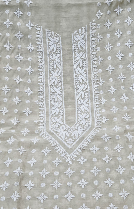 Pure Munga Silk Kurta with hand embroidered intricate Chikankari