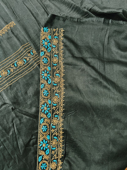 Black Chanderi Kurta with coloured Chikankari