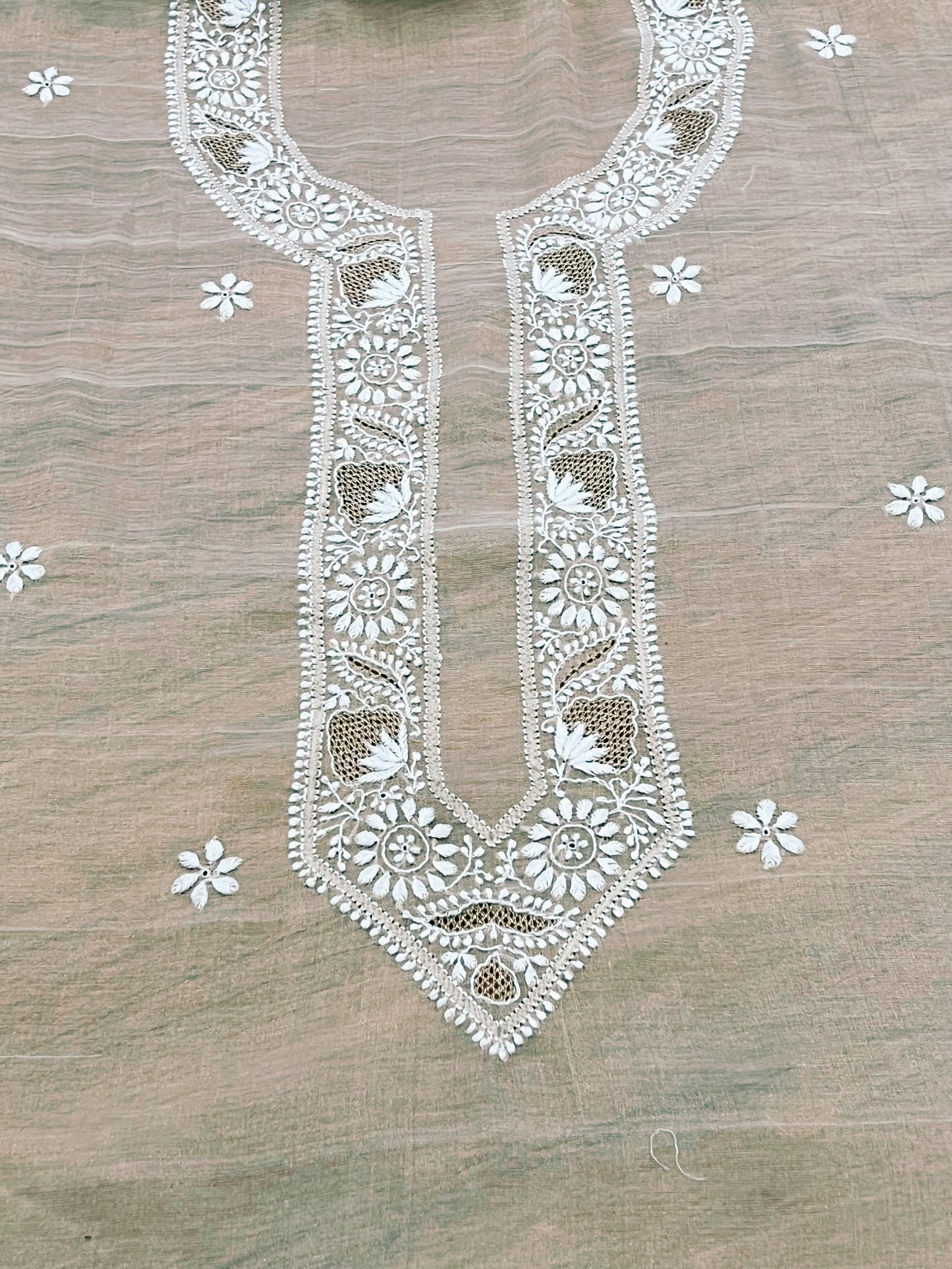 Pure Tissue Chanderi Silk Kurta with Chikankari & Kasab Haath Jaali