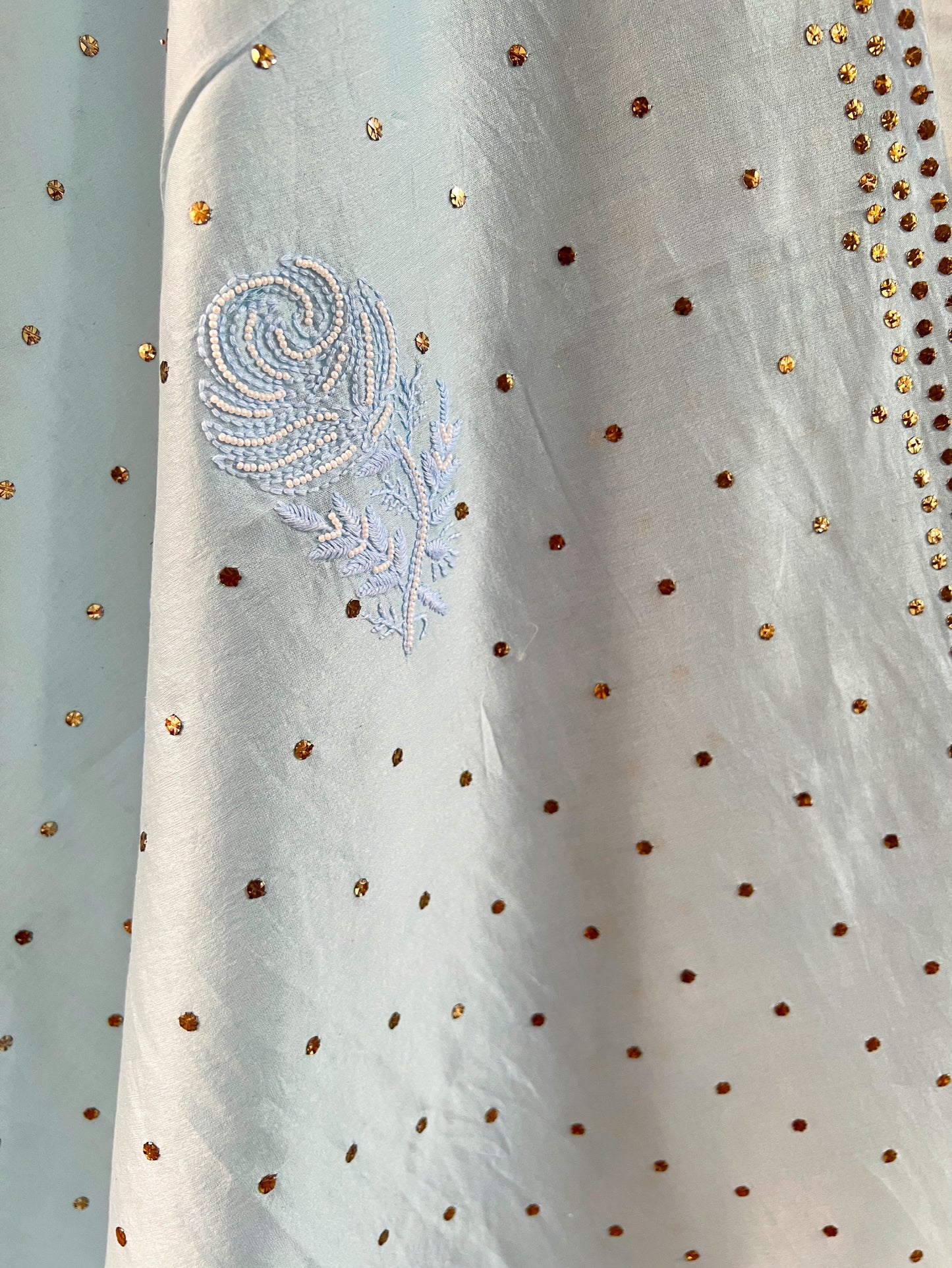 Powder Blue Lehanga Set with Chikankari and Mukaish