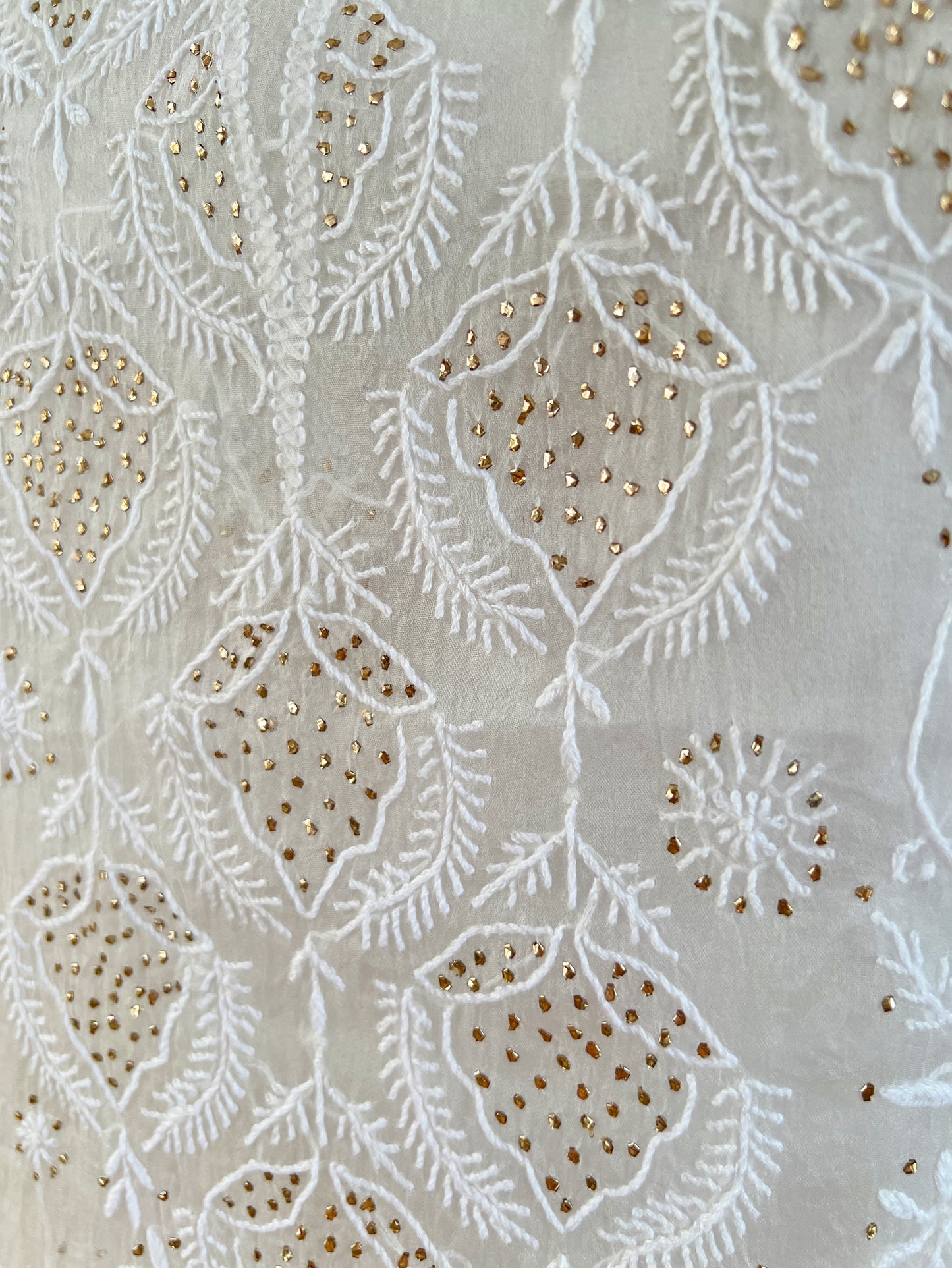White Pure Organza Chikankari Suit Set with Kamdani (Dyeable) – Handcrafted Lucknowi Chikankari