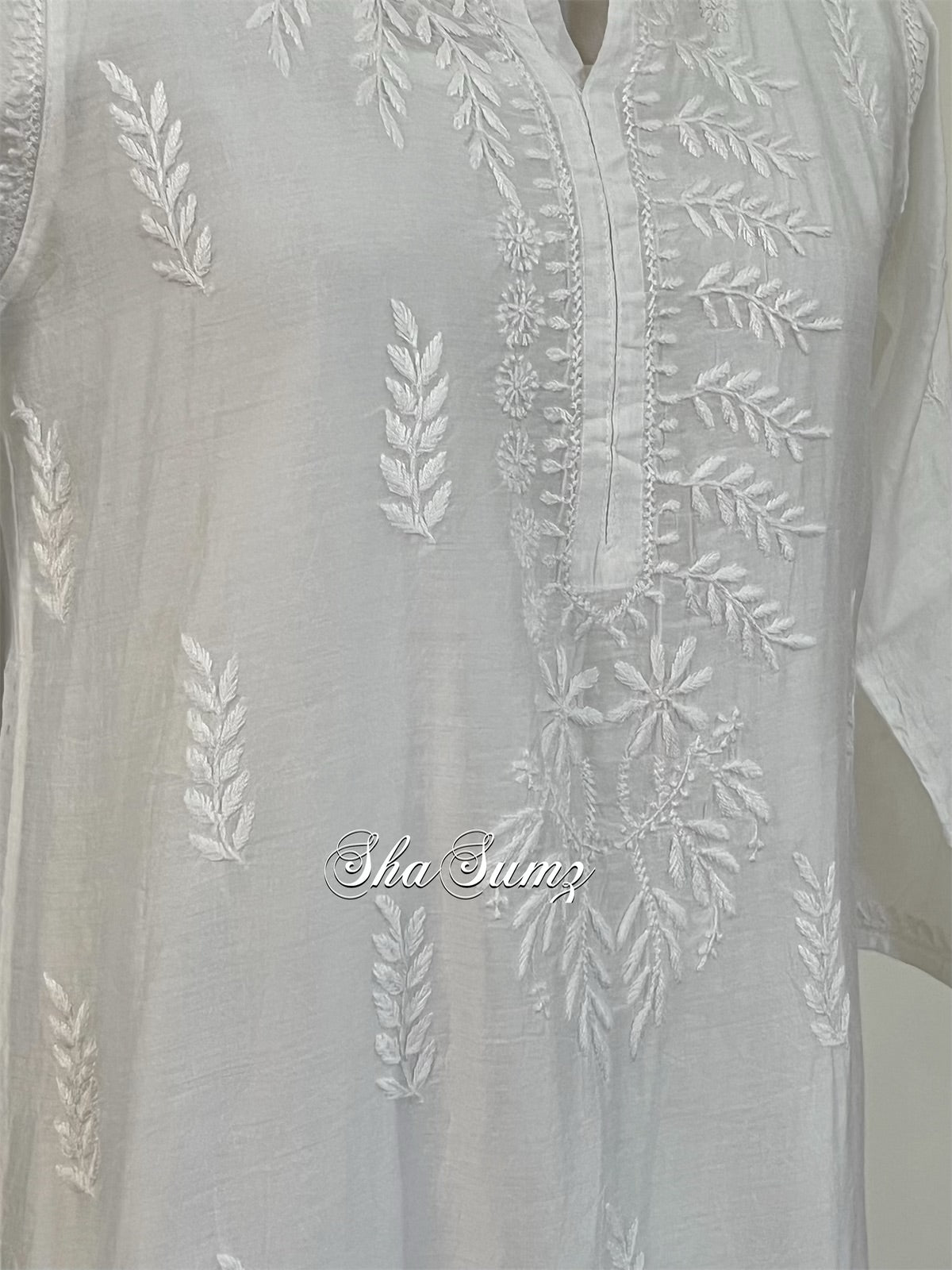 White Straight Chikankari Kurti