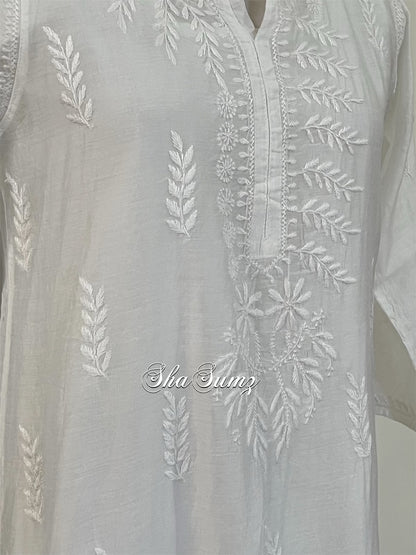 White Straight Chikankari Kurti