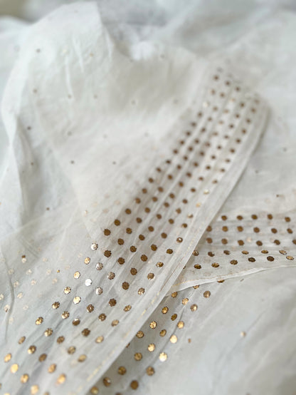 Organza Silk Dupatta with Handcrafted Mukaish Work – Elegant & Lightweight