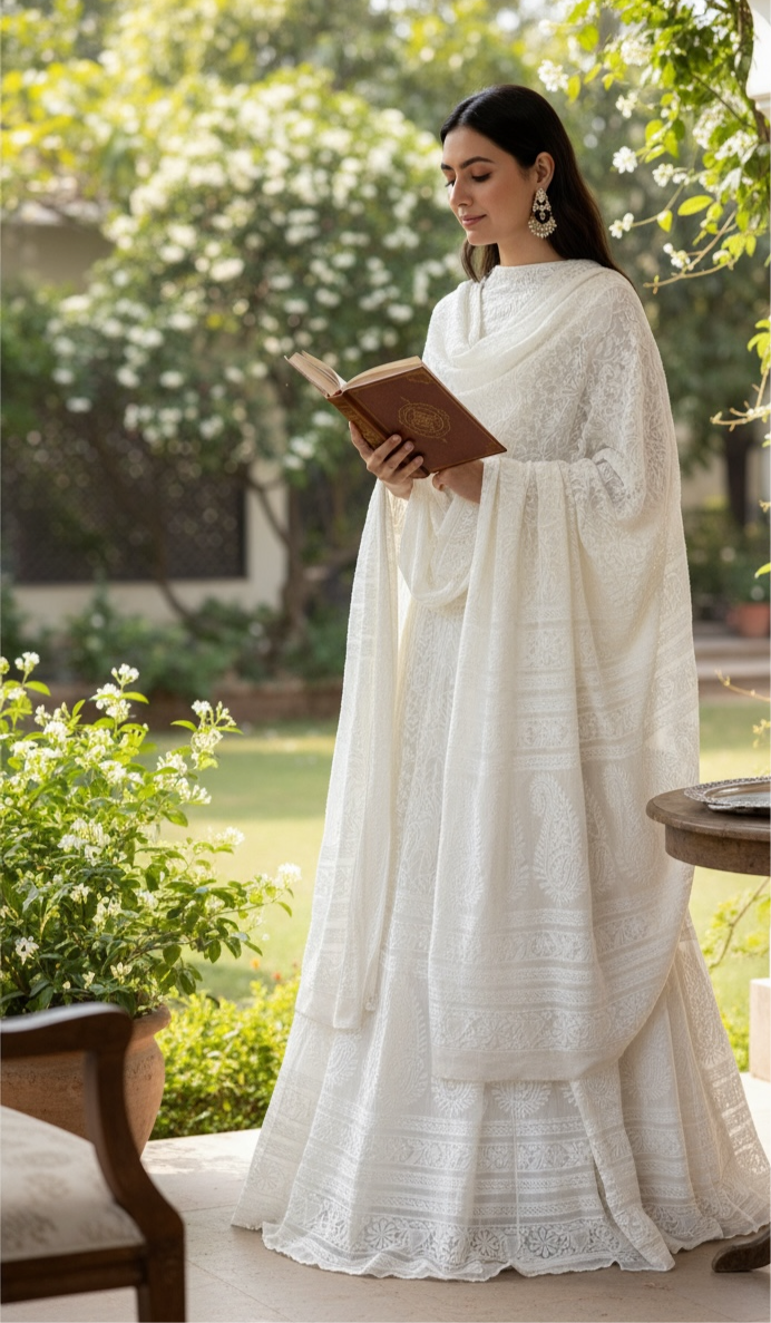 Haath Jaali & Chikankari Lehenga