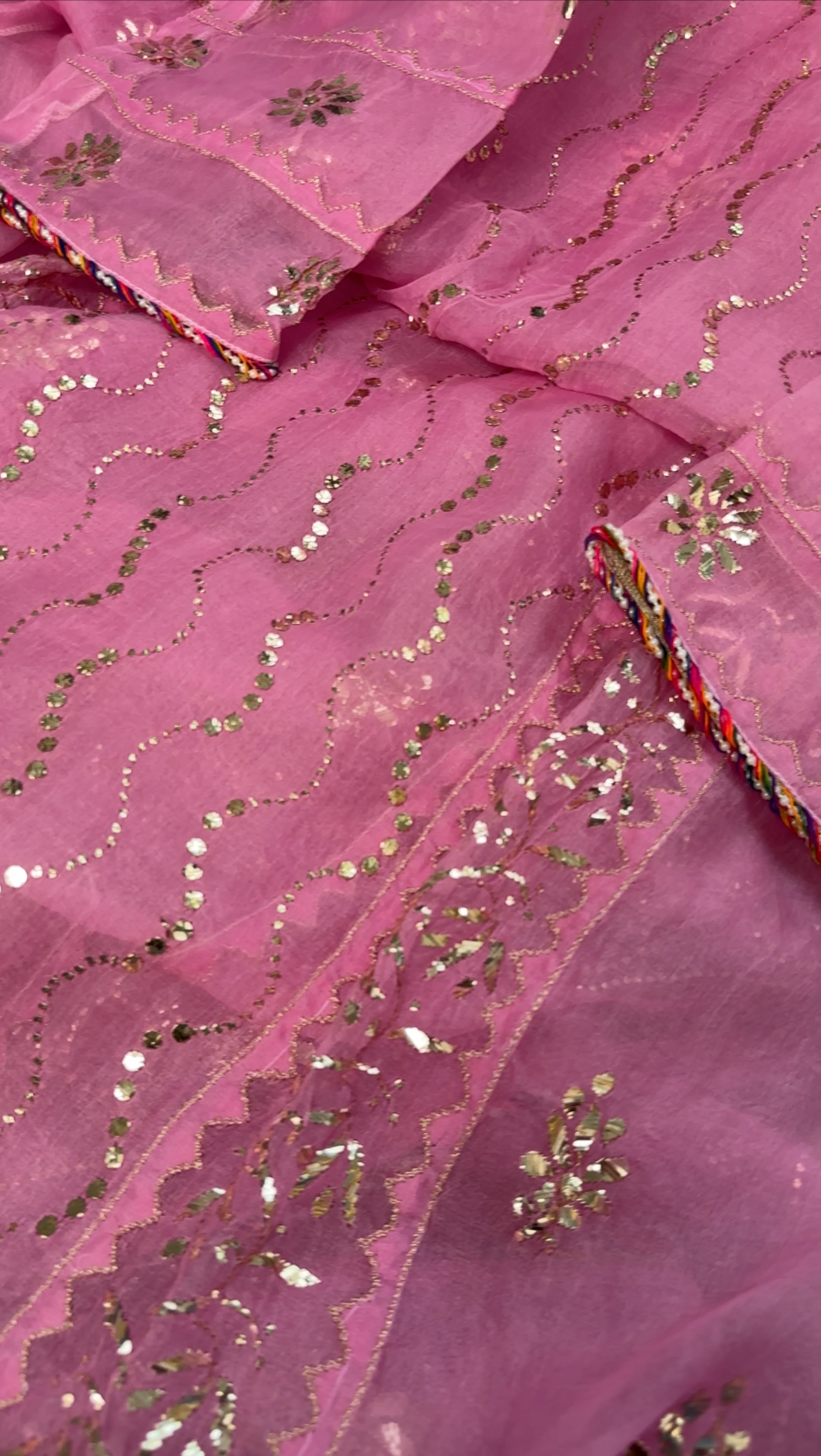 Pink Organza Suit with Mukaish