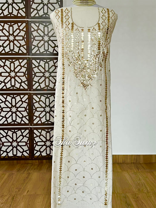 Ivory Gold Chanderi Kurta with Badla & Mukaish