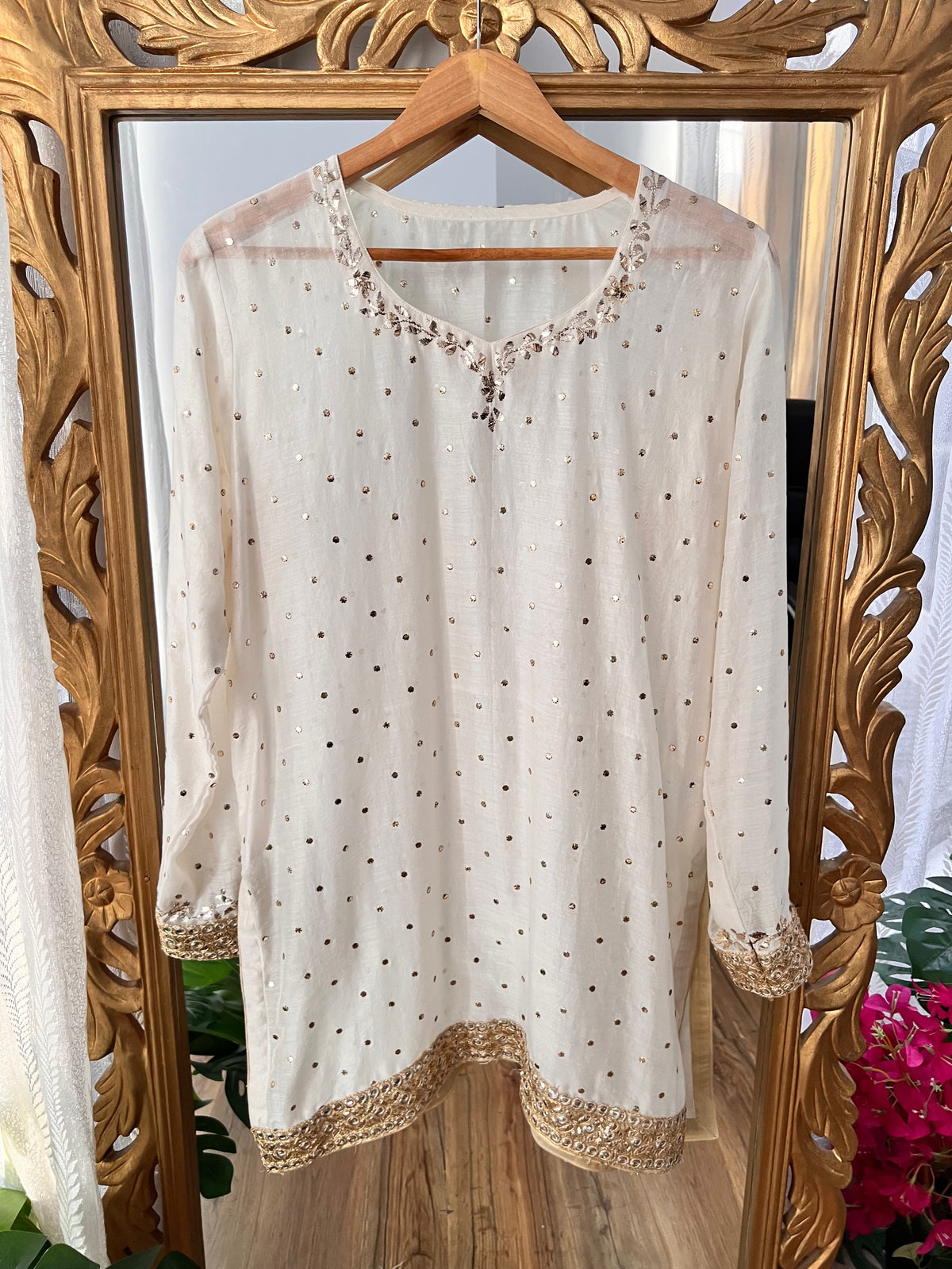 Pure Chanderi Kurti with Mukaish