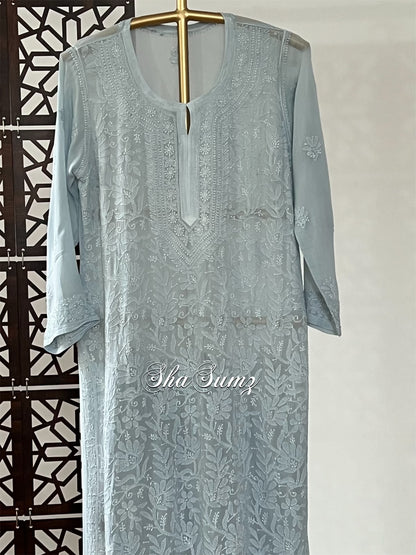 Powder Blue Chikankari Suit for Summer Wear