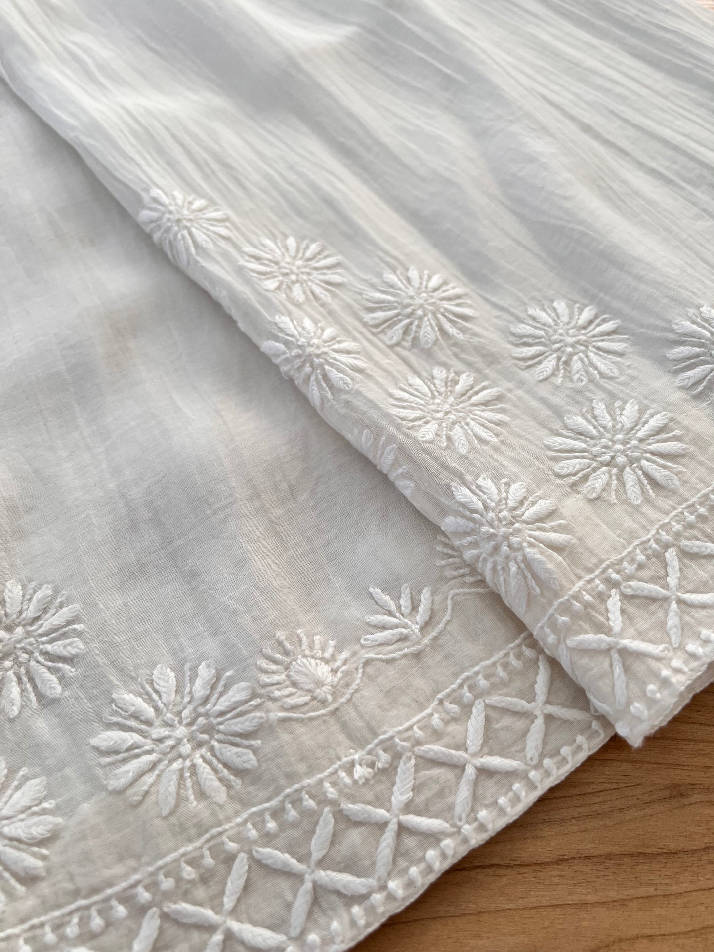 Mul Chanderi Pants with Chikankari | Dyeable