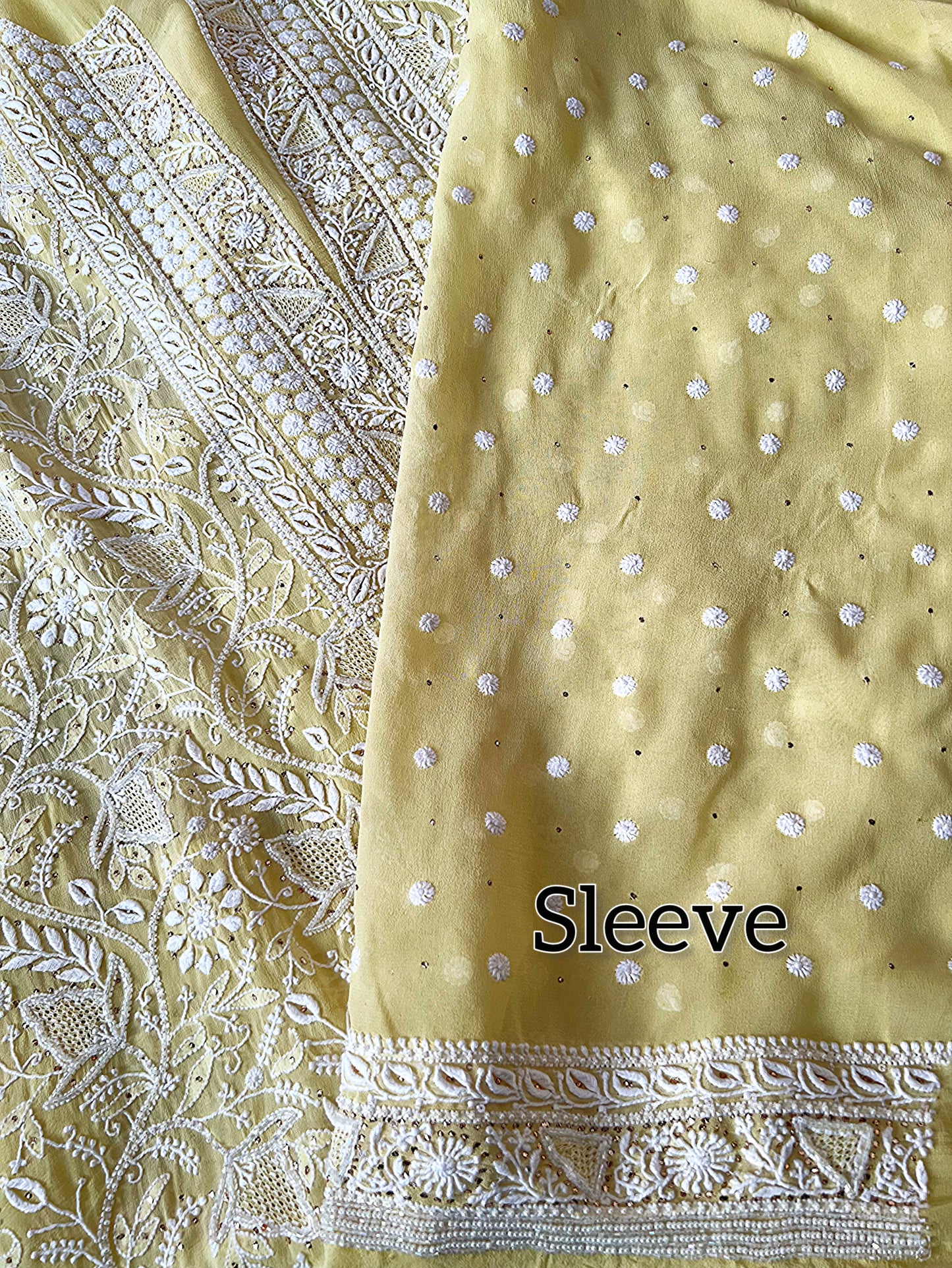 Soft Pastel Yellow Pure Georgette Suit with Do Taar Chikankari, Kamdani & Embellishments