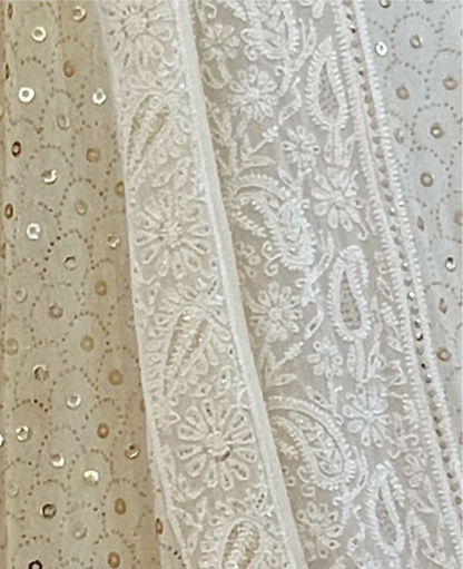 Chikankari & Mukaish Pure Georgette Lehenga Set – Dyeable & Unstitched