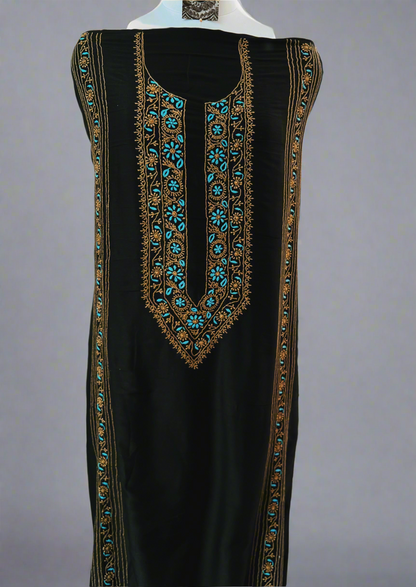 Black Chanderi Kurta with coloured Chikankari