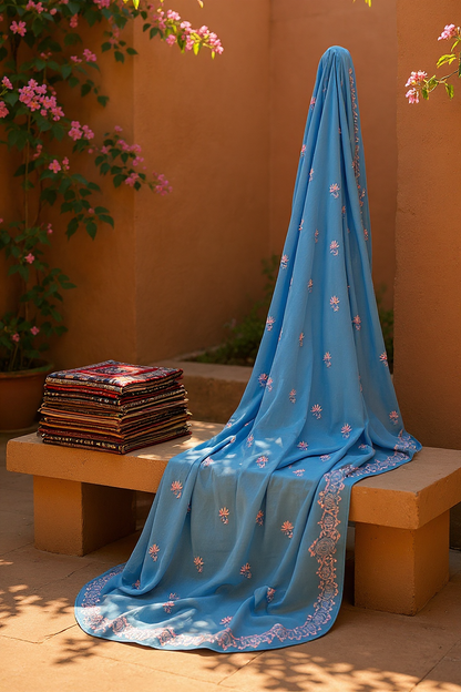 Azure Blue & Baby Pink Do Taar Chikankari Suit