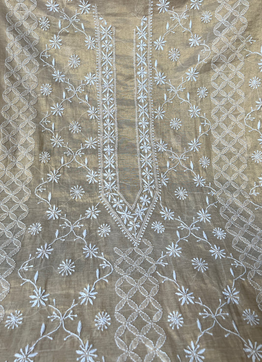Tissue Silk Chikankari Kurta for Men