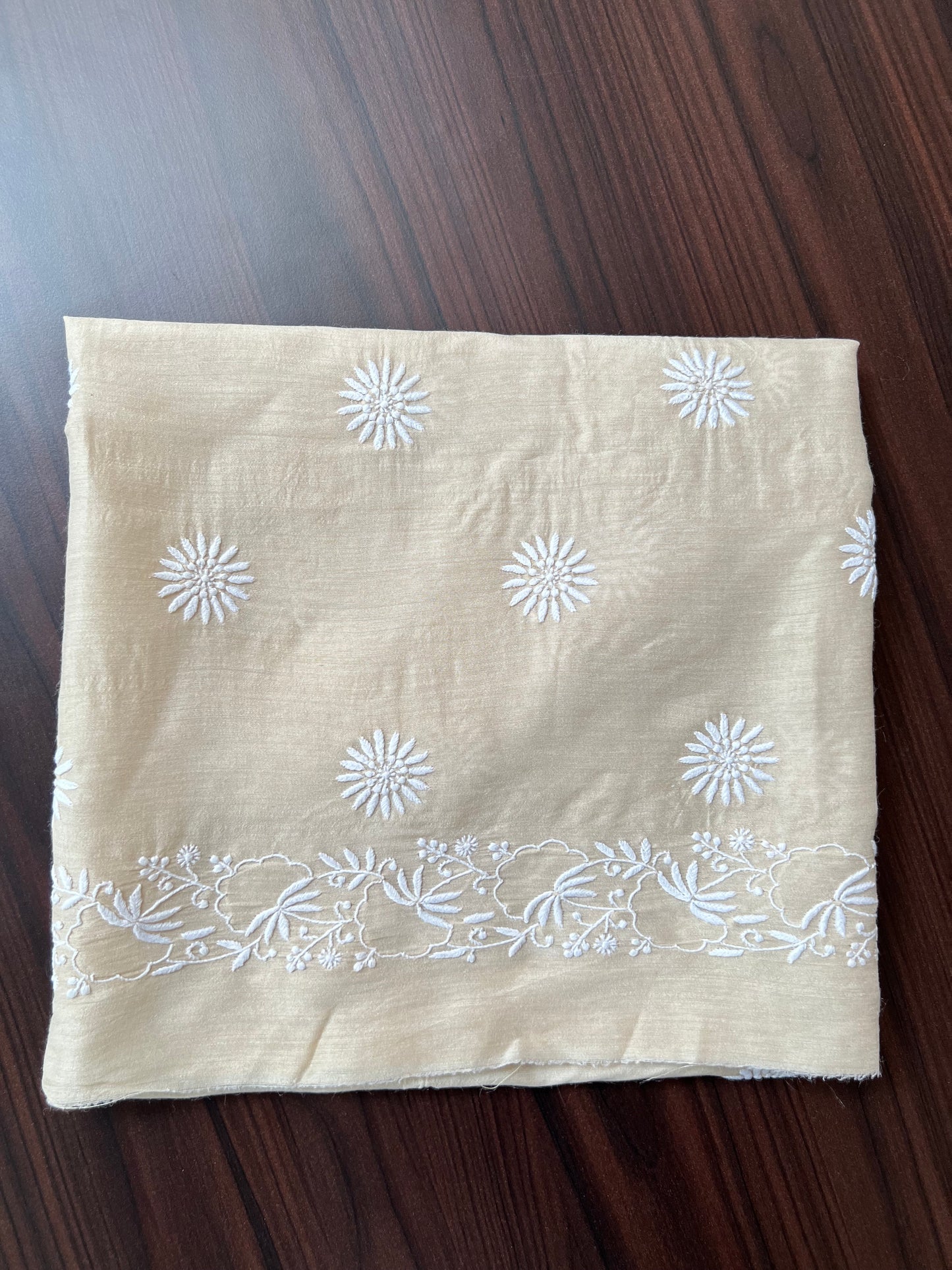 Munga Silk Blouse Fabric with Chikankari