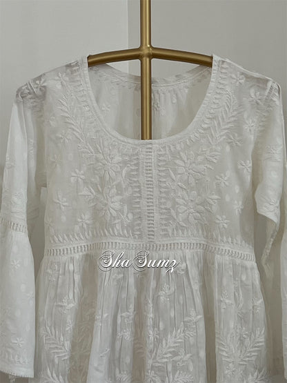 Cotton Peplum Shirt With Chikankari