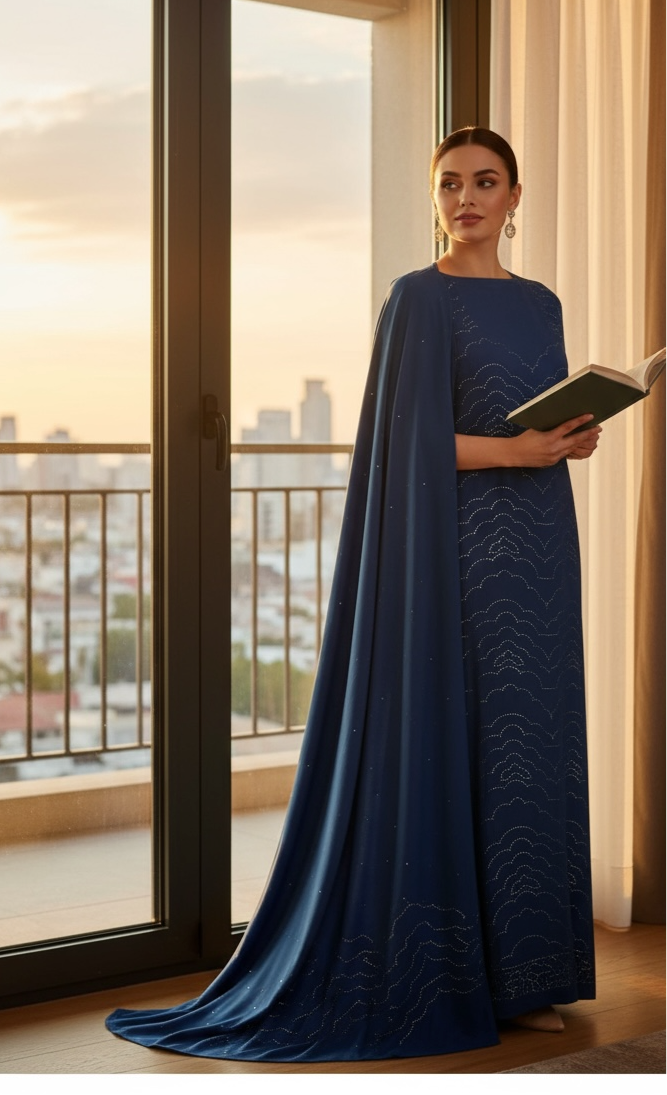 Royal Blue Cotton Suit with Kamdani