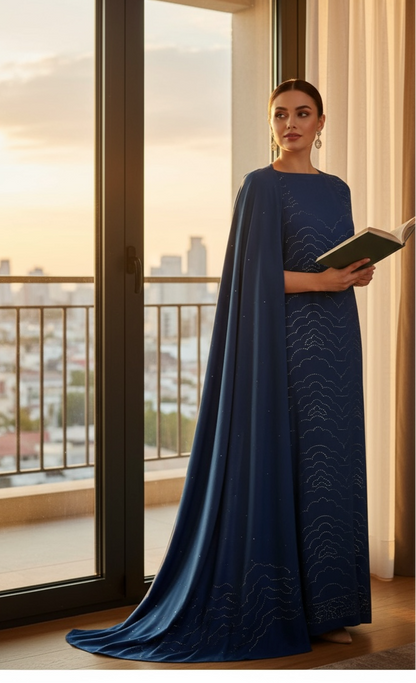 Royal Blue Cotton Suit with Kamdani