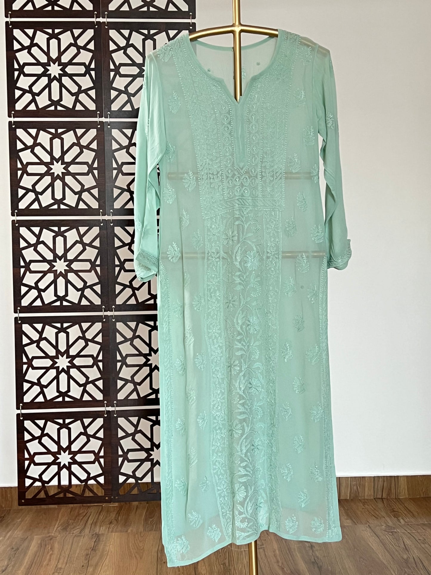 Sea Green Chikankari Kurti