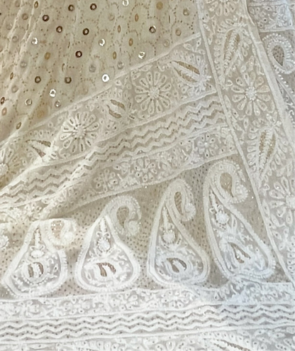 Chikankari & Mukaish Pure Georgette Lehenga Set – Dyeable & Unstitched