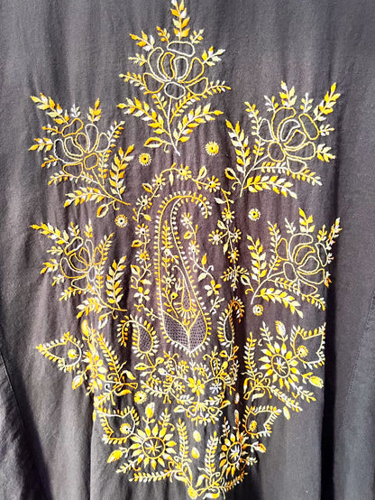 Olive Green Kurta Set with Multi Colour Chikankari & Haath Jaali