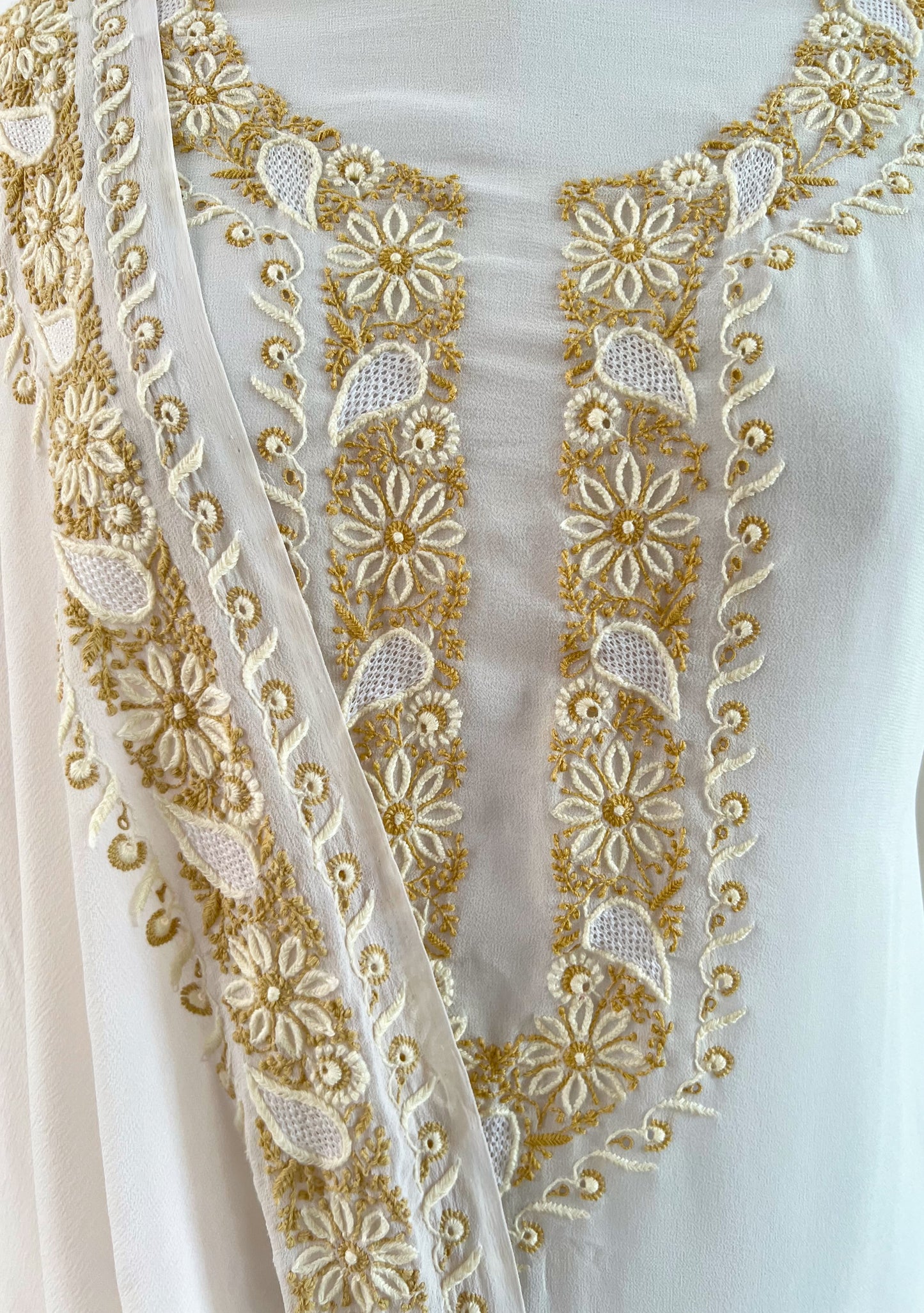 Pure Georgette Suit with Chikankari & Haath Jaali (Thaal Design)