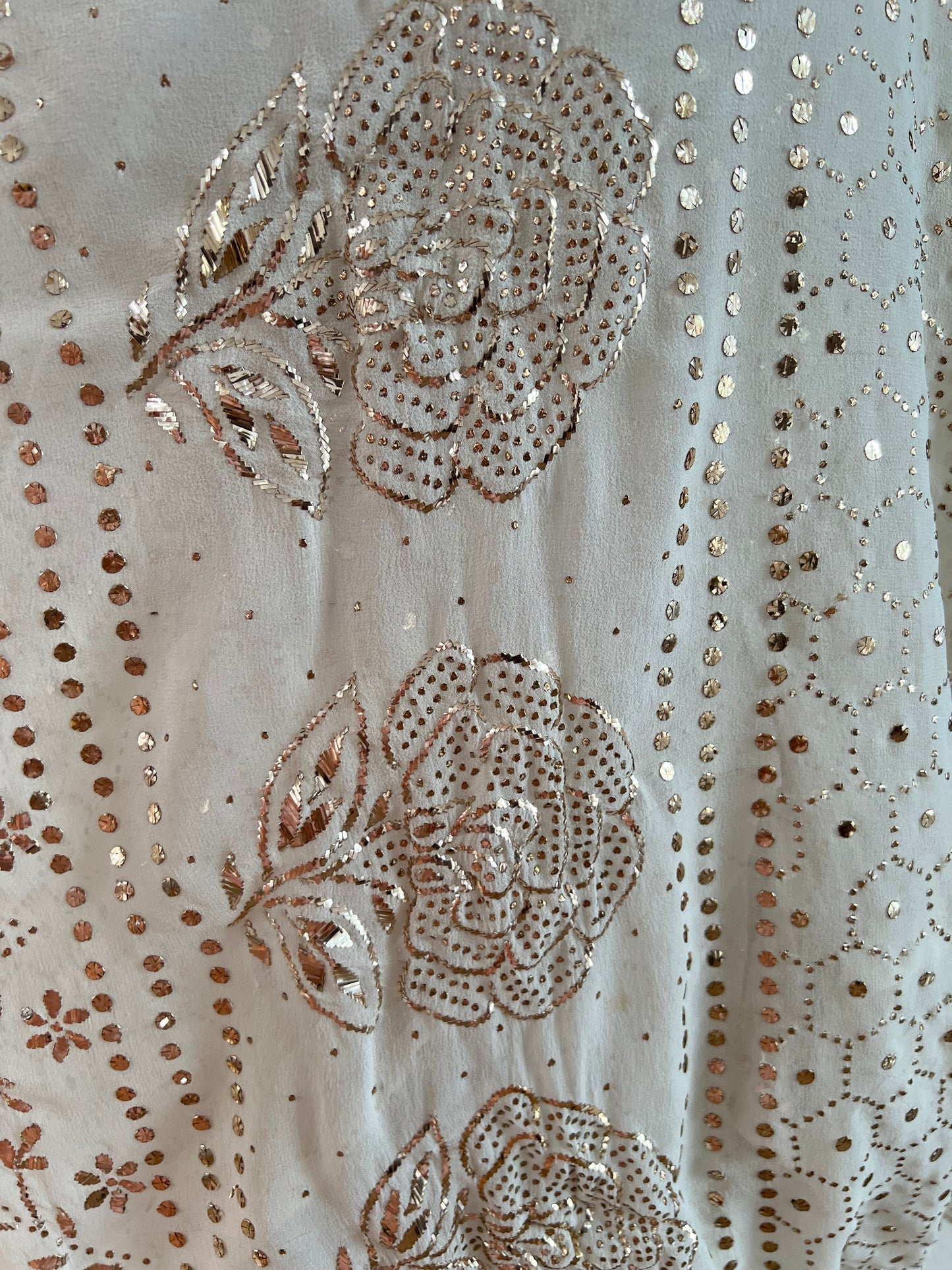 Pure Georgette Mukaish Saree - Honeycomb Design