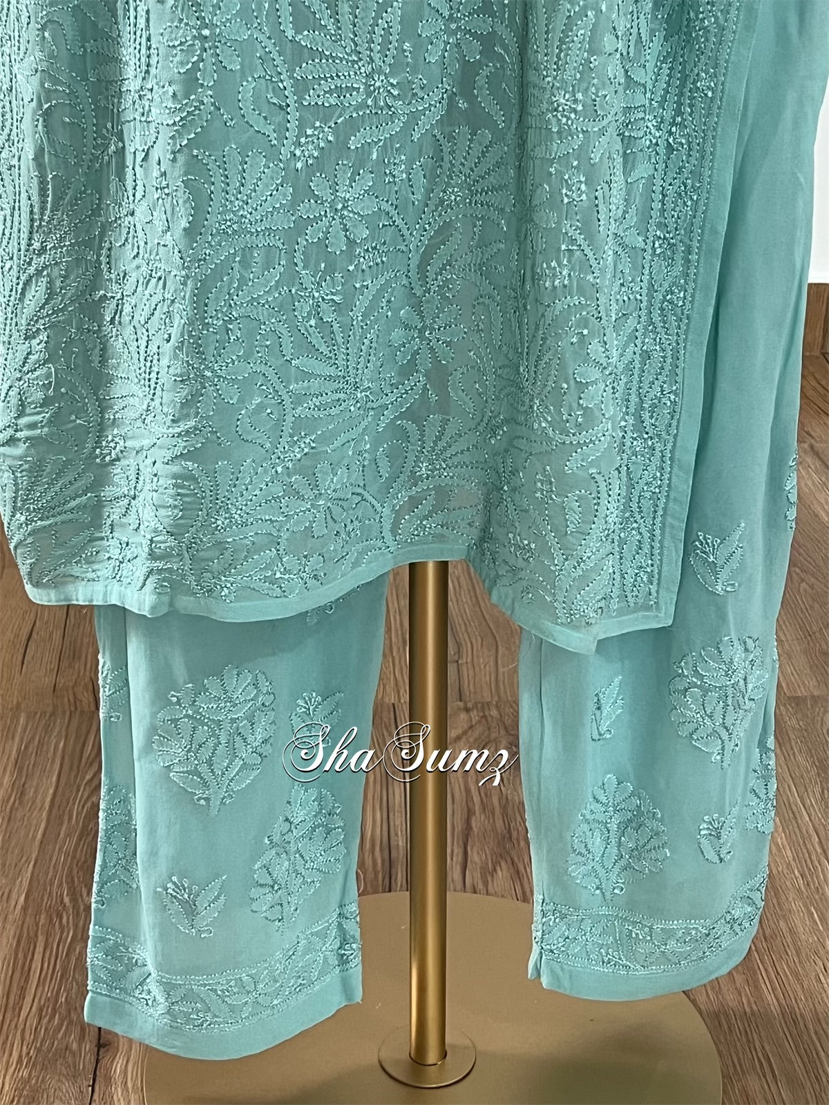 Teal Green Chikankari Suit for Summer Wear