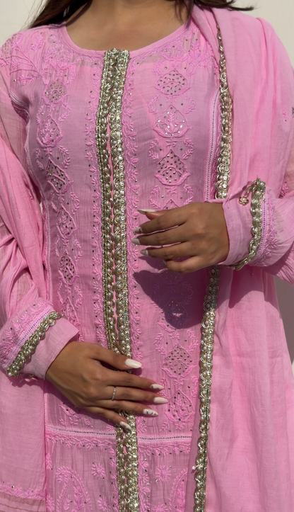 Pink Mul Chanderi Gharara