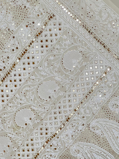 Heirloom Pure Georgette Saree with finest 2 & 3 Taar Chikankari